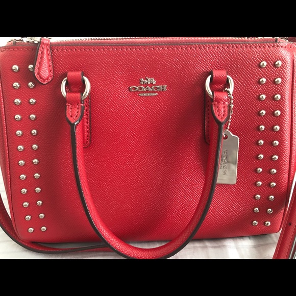 Coach red satchel purse style # 77911 - Picture 2 of 7